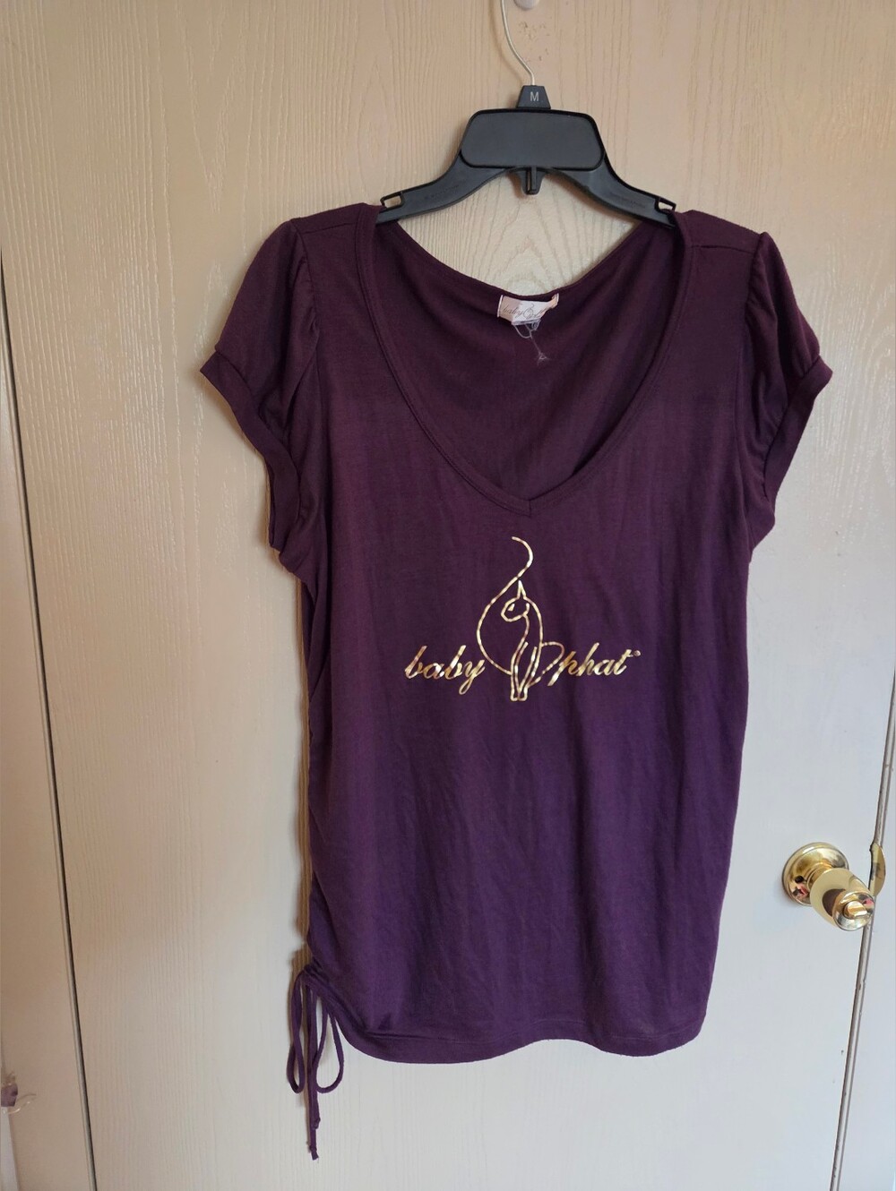 Baby Phat Purple Gold Brand Logo Blouse Y2K Vintage Womens Size XL